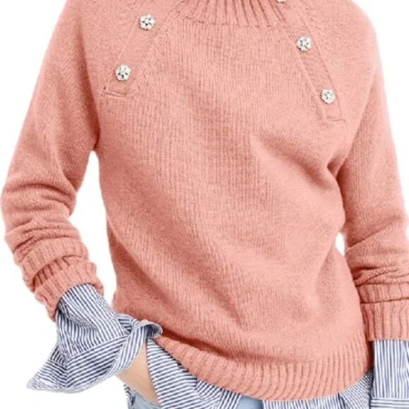 J Crew Crewneck Sweater with Jeweled Buttons Size XXL. Style K5299. - Picture 2 of 6